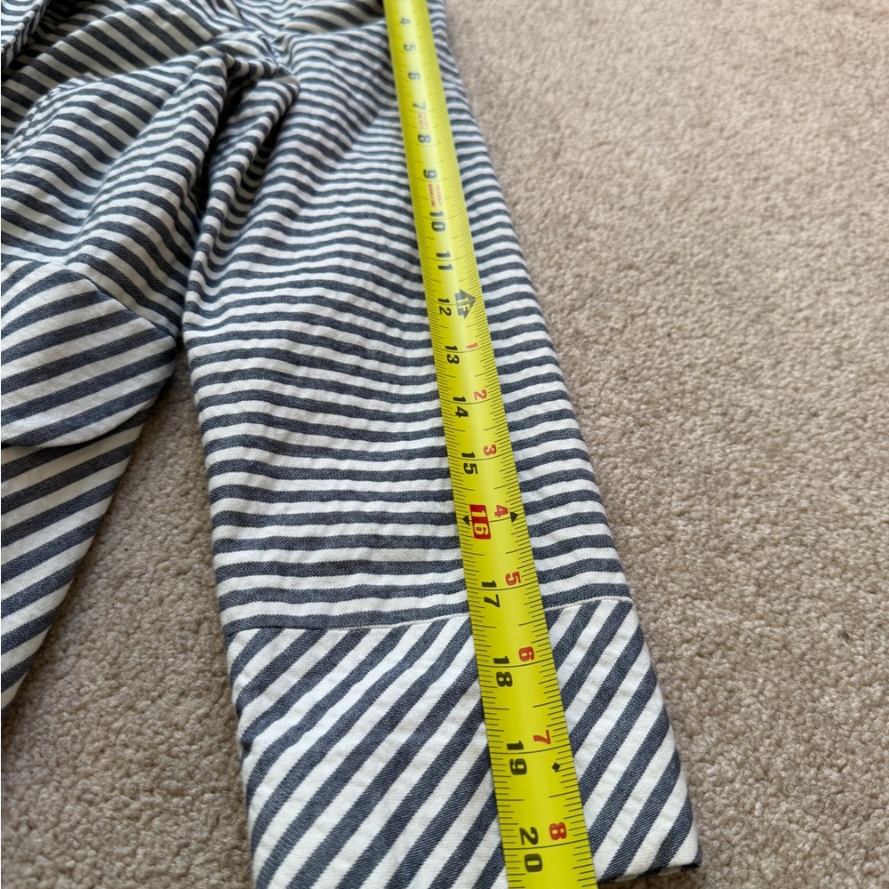 Topshop Striped Trench Coat Navy White Double Breasted Size 8 - Picture 10 of 12